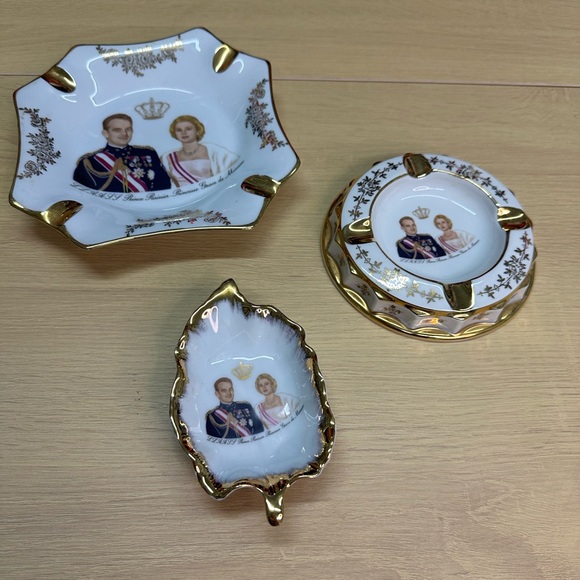 Vintage Limoges Porcelain Princess Grace Kelly-Prince Rainier vintage dishes.